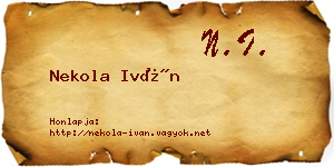 Nekola Iván névjegykártya